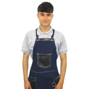 DELANTAL EN JEAN 14 ONZAS CON CUEROTEX